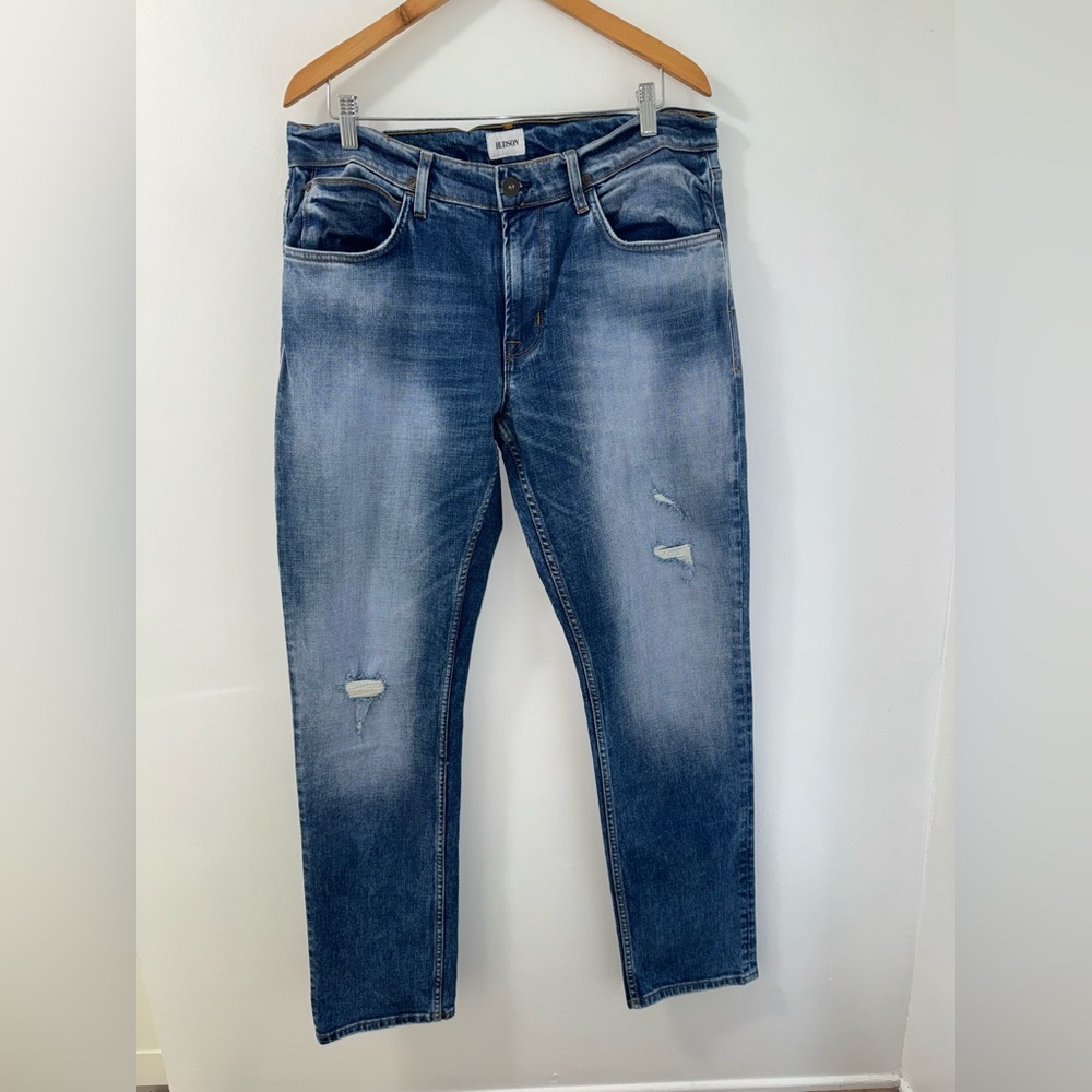 Hudson Blake Men’s Distressed Jeans, Slim Fit, 36x33, 98% Cotton 2% Elastane